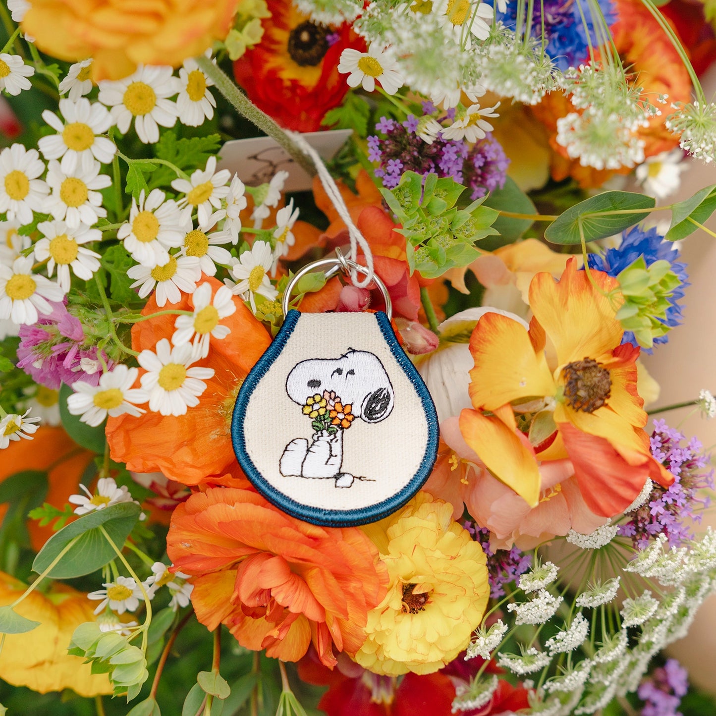 Peanuts® Snoopy Flower Bouquet Patch Keychain