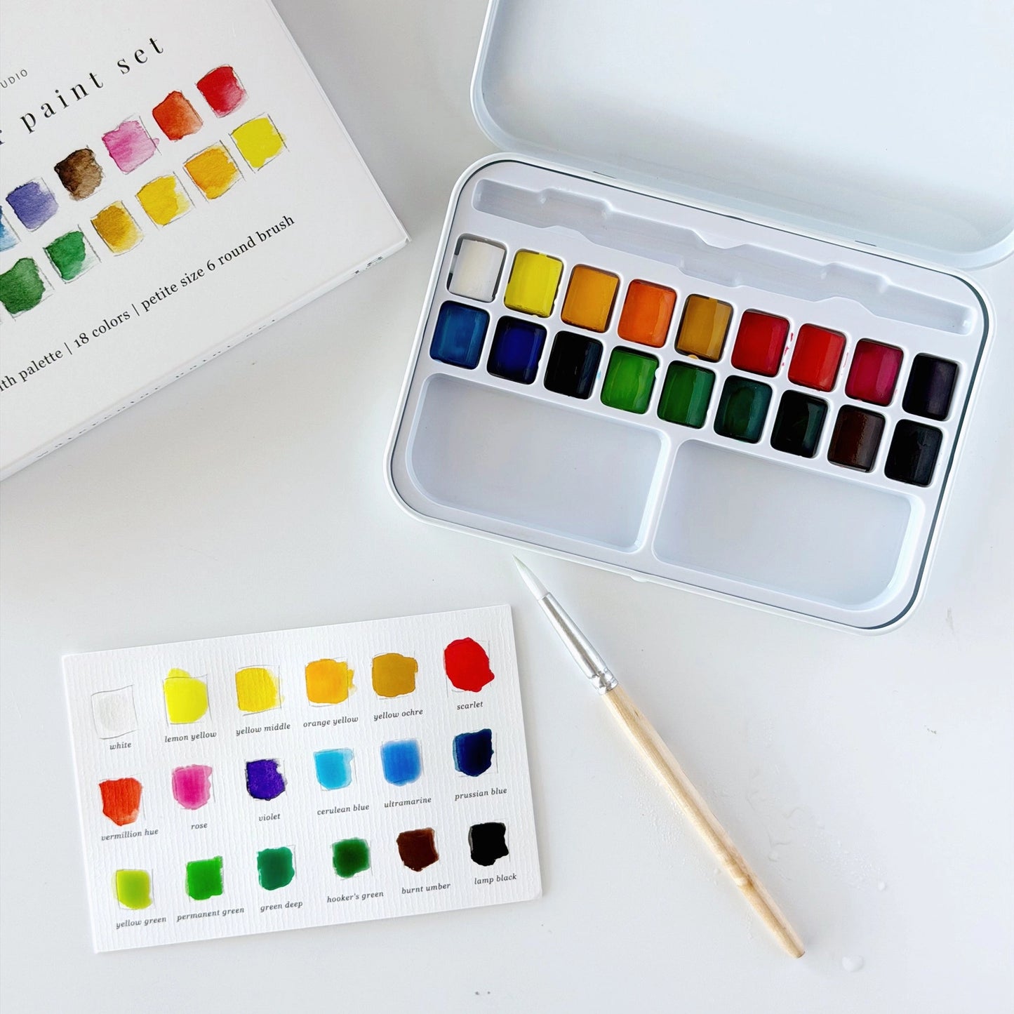 Watercolor Paint Tin with Brush