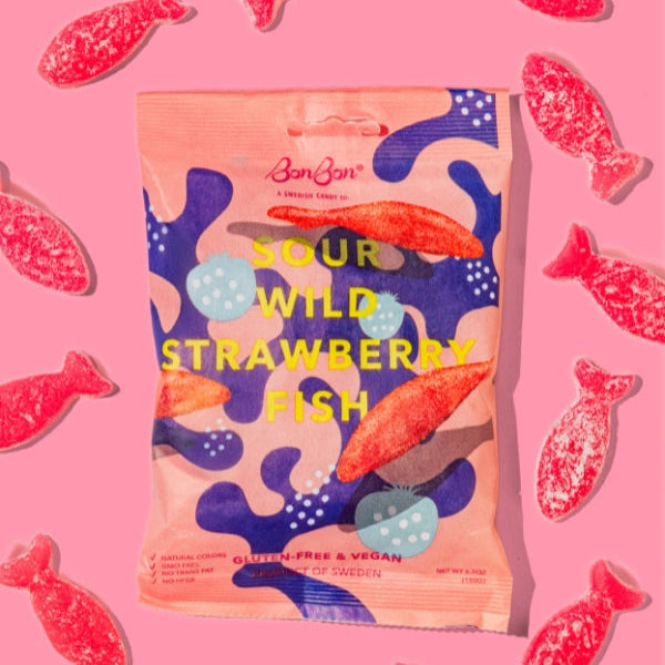 BonBon Sour Wild Strawberry Fish Candy