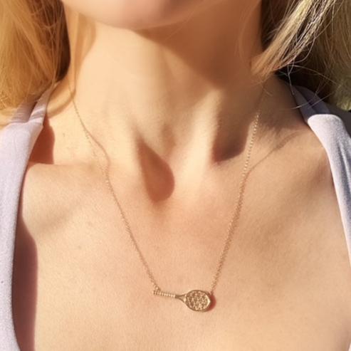 Diamond Tennis Racket Necklace by Amelia Rose Jewelry