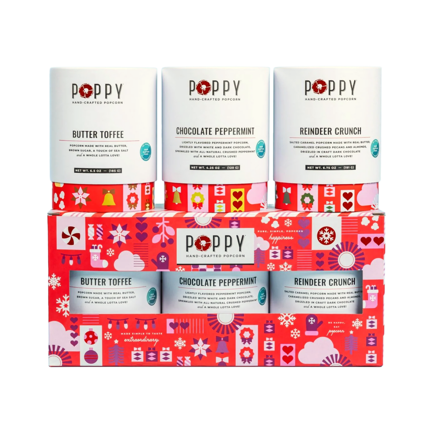 Holiday Popcorn Cylinder Trio