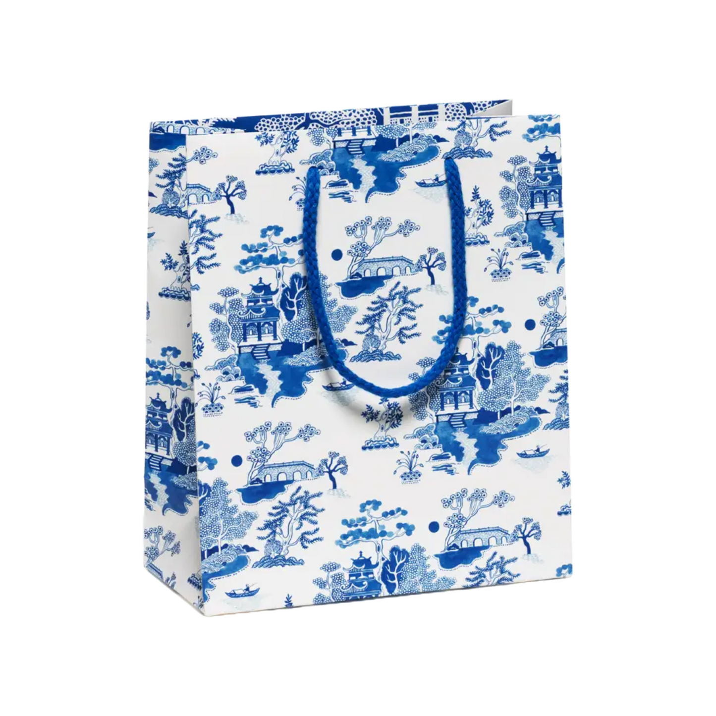 Medium Blue Chinoiserie Gift Bag by Red Cap Cards