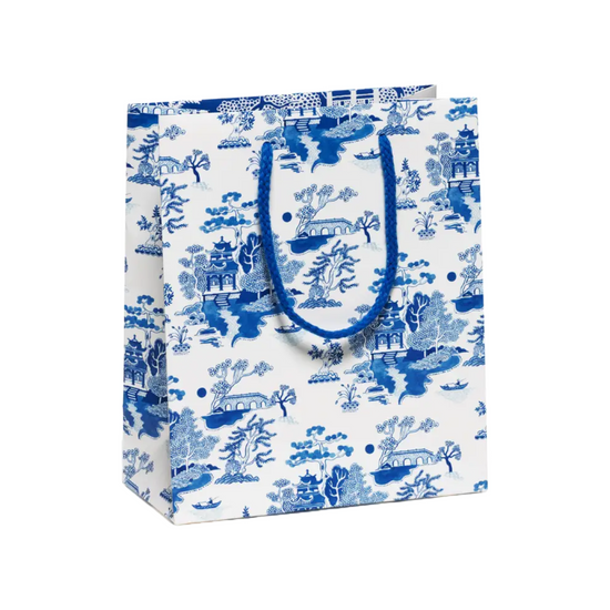 Medium Blue Chinoiserie Gift Bag by Red Cap Cards