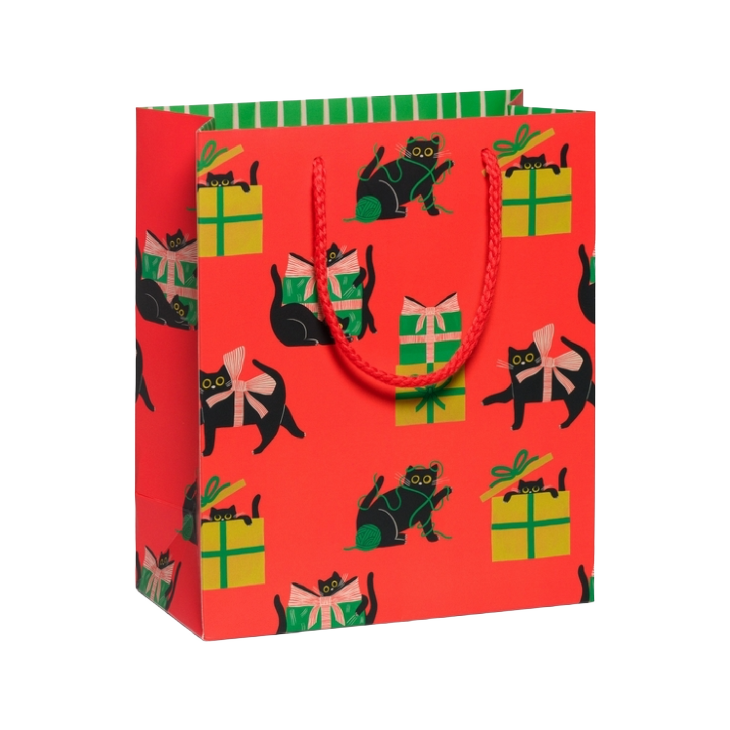 Medium Holiday Black Cat Gift Bag