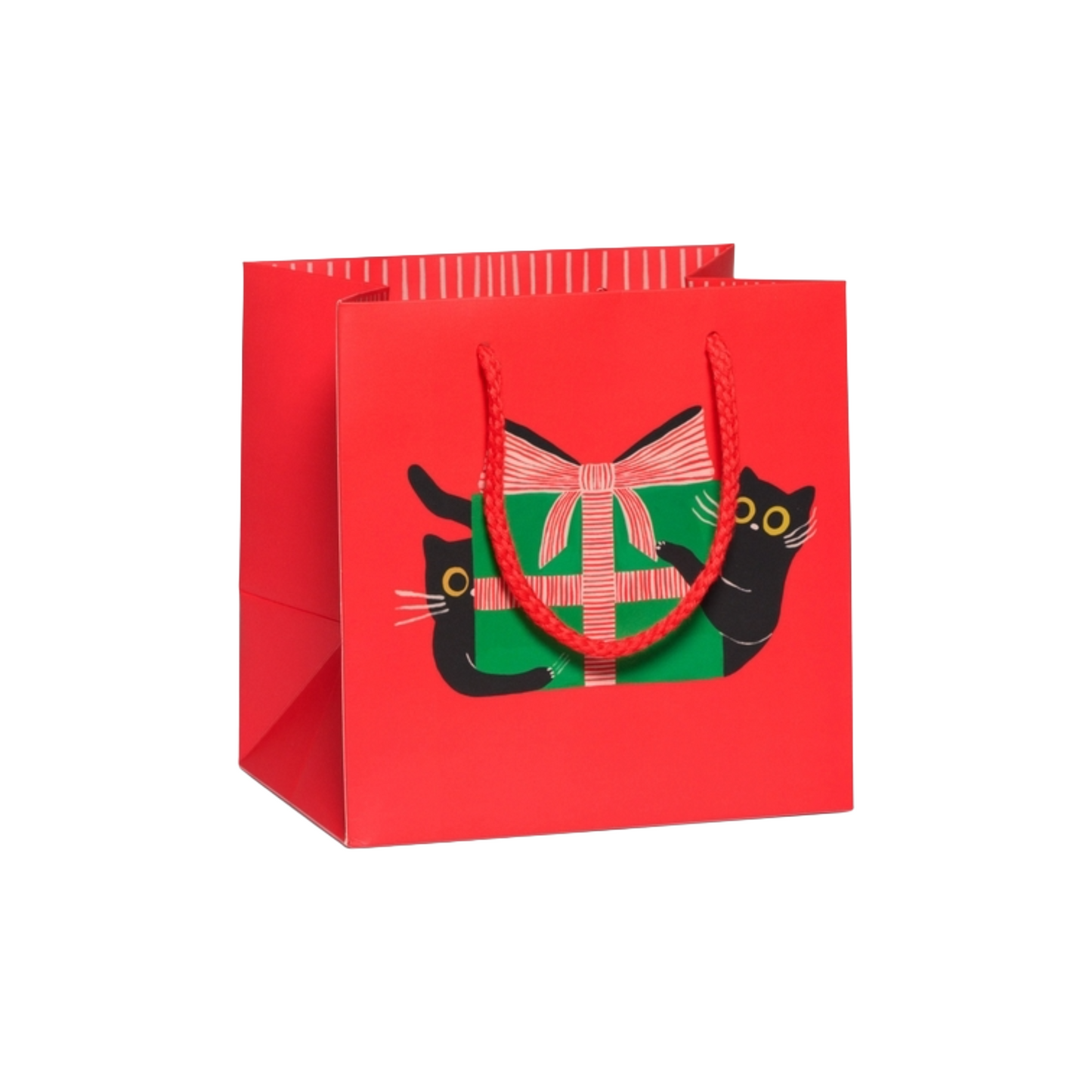 Small Holiday Black Cat Gift Bag