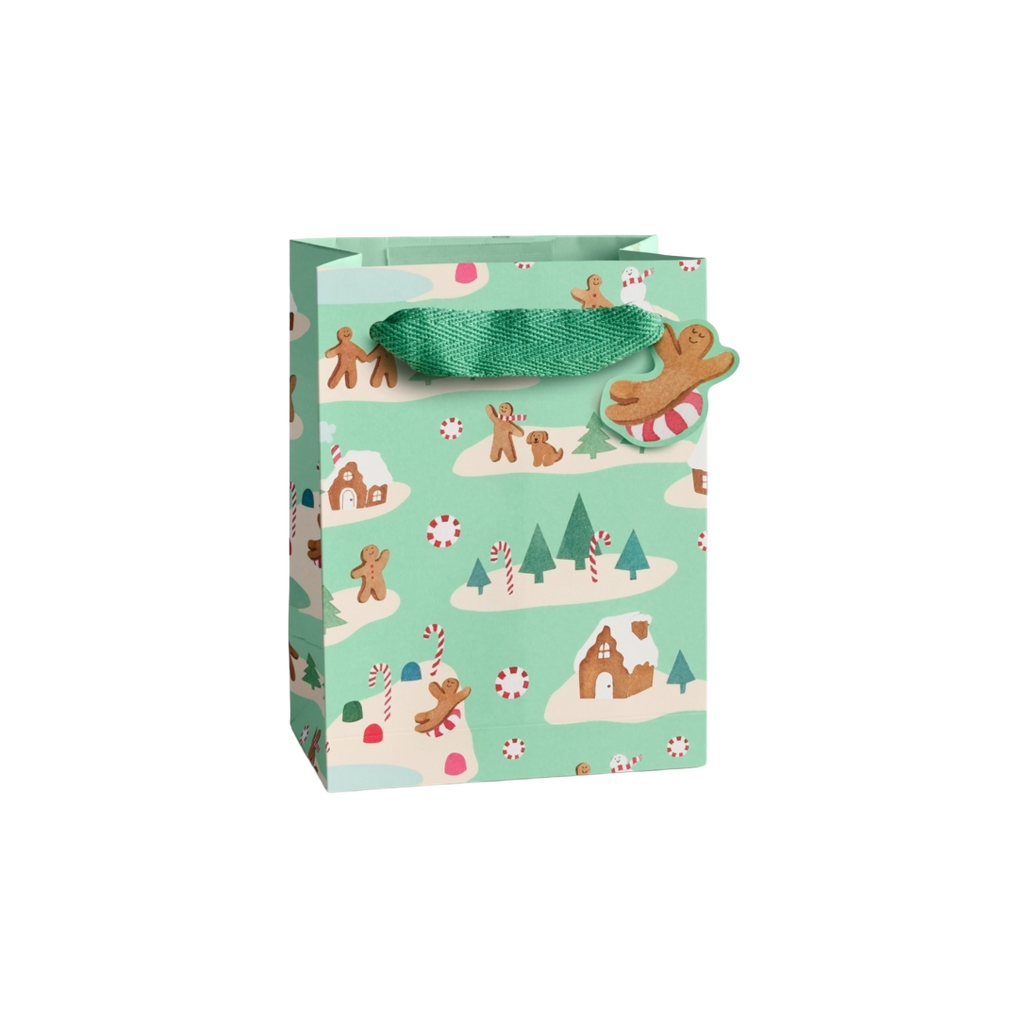 Small Mint Gingerbread Village Gift Bag