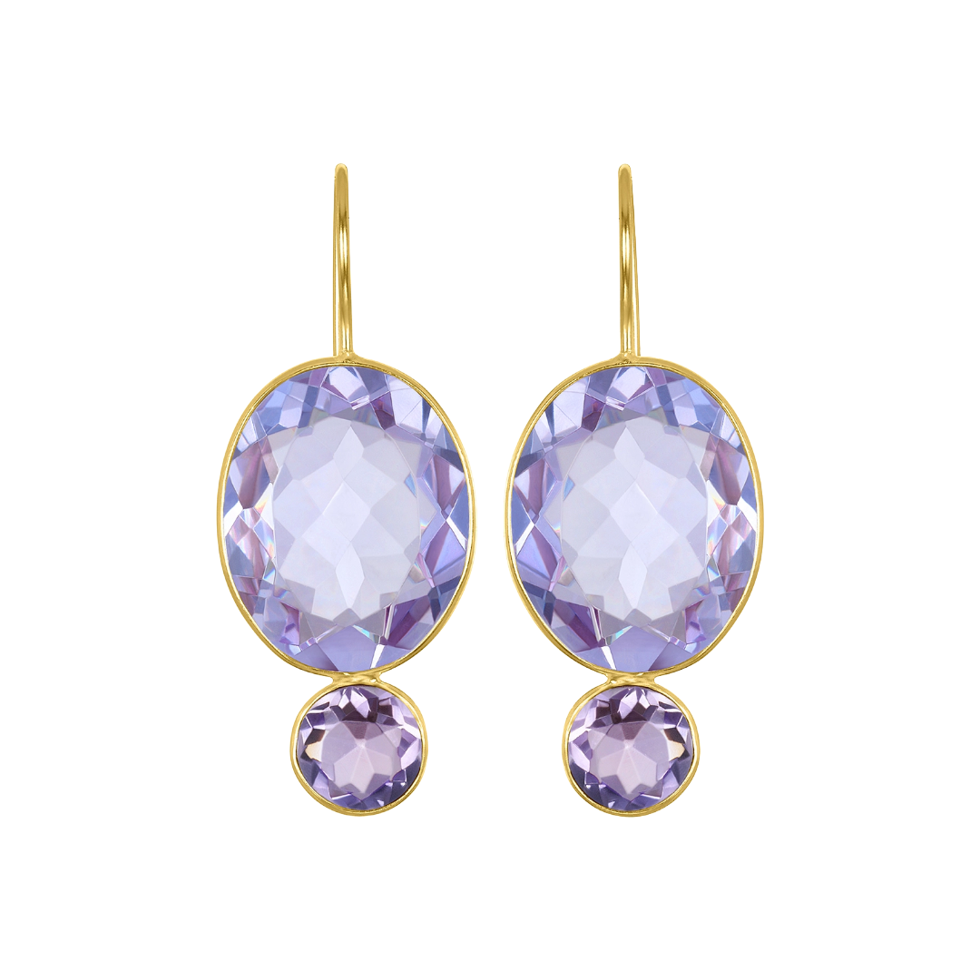 Lilac Valencia Oval Cut Earrings by Amelia Rose Jewelry