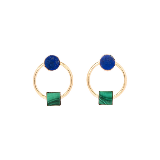 Lapis + Malachite Duality Earrings by Michelle Starbuck Design