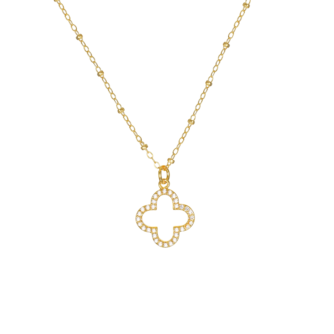 Clover Pendant Necklace in Gold by Amelia Rose Jewelry