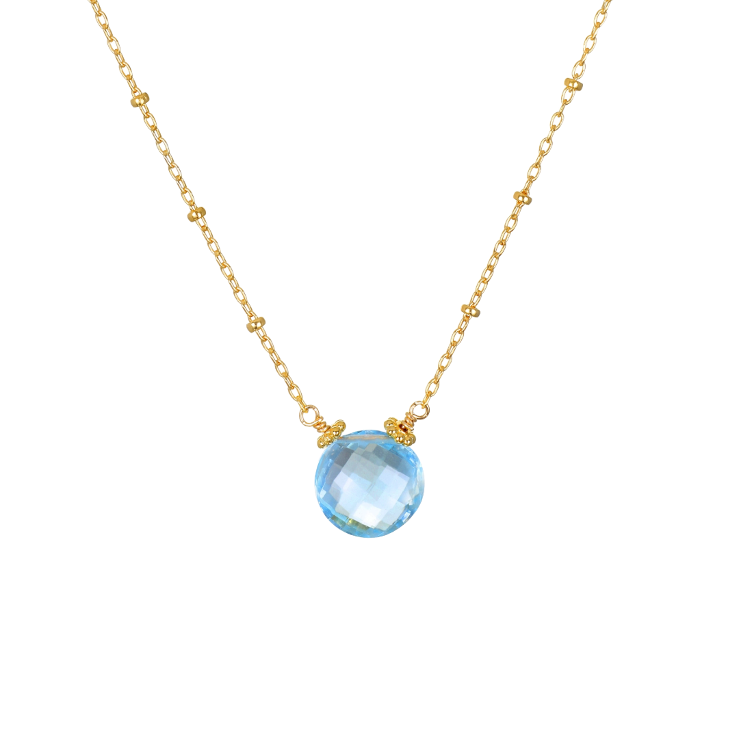 Topaz Coin Beaded Necklace in Gold by Amelia Rose Jewelry