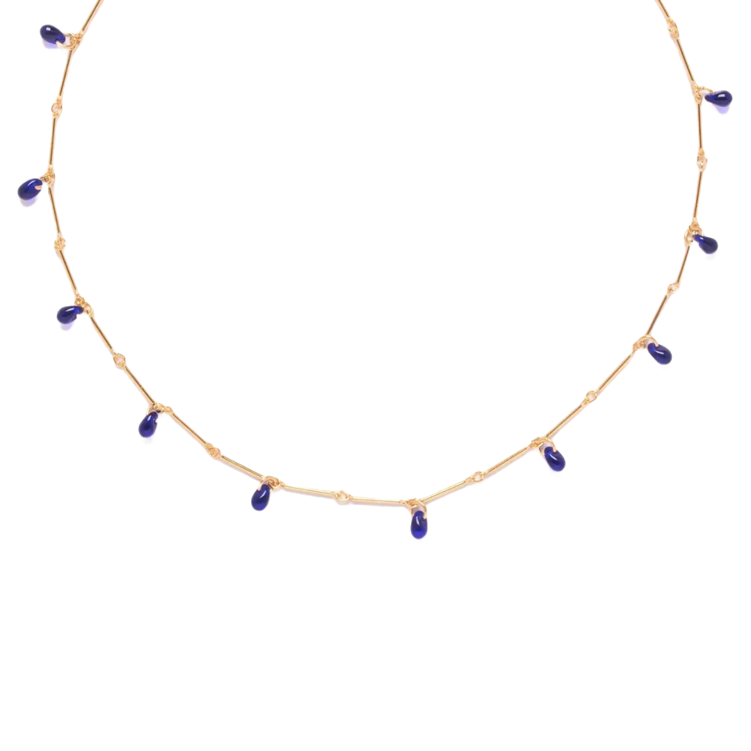 Cobalt Glass Teardrop Fringe Necklace by Michelle Starbuck Design