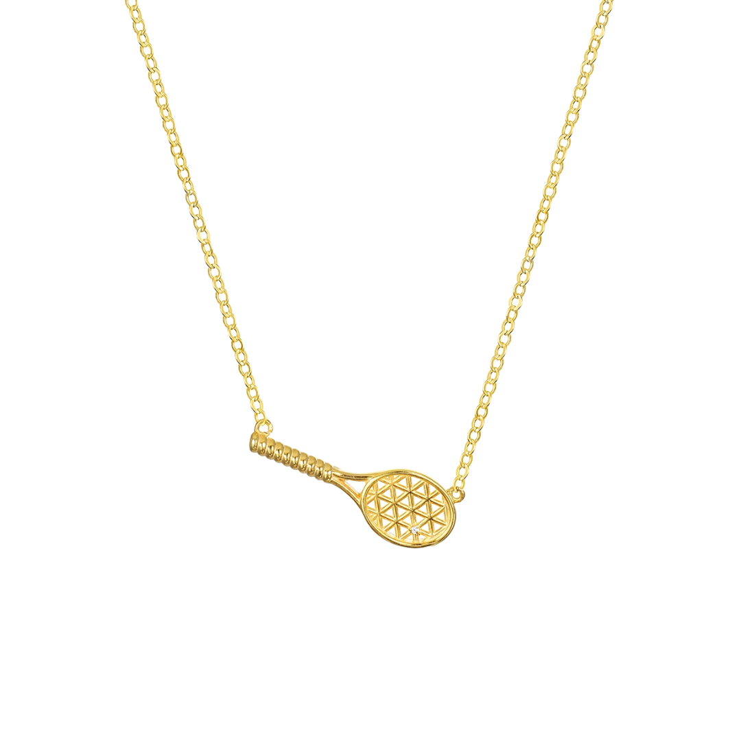 Diamond Tennis Racket Necklace by Amelia Rose Jewelry