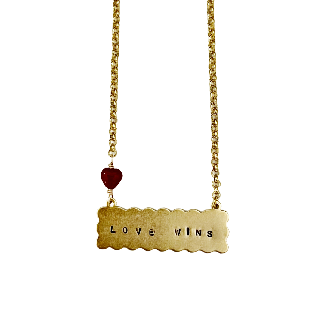 Love Wins Plaque Necklace by Sandrine France Studio