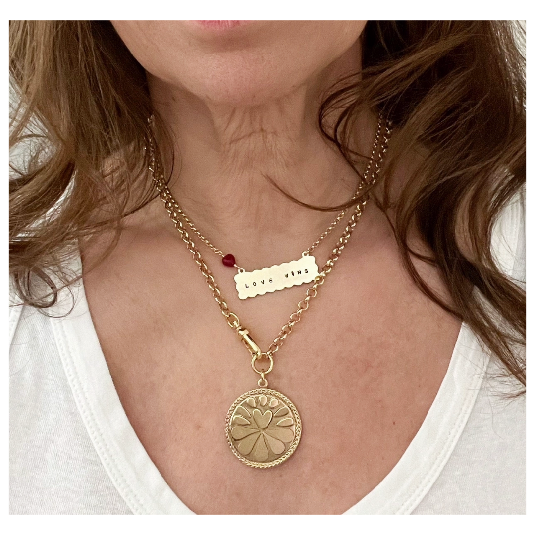 Love Wins Plaque Necklace by Sandrine France Studio