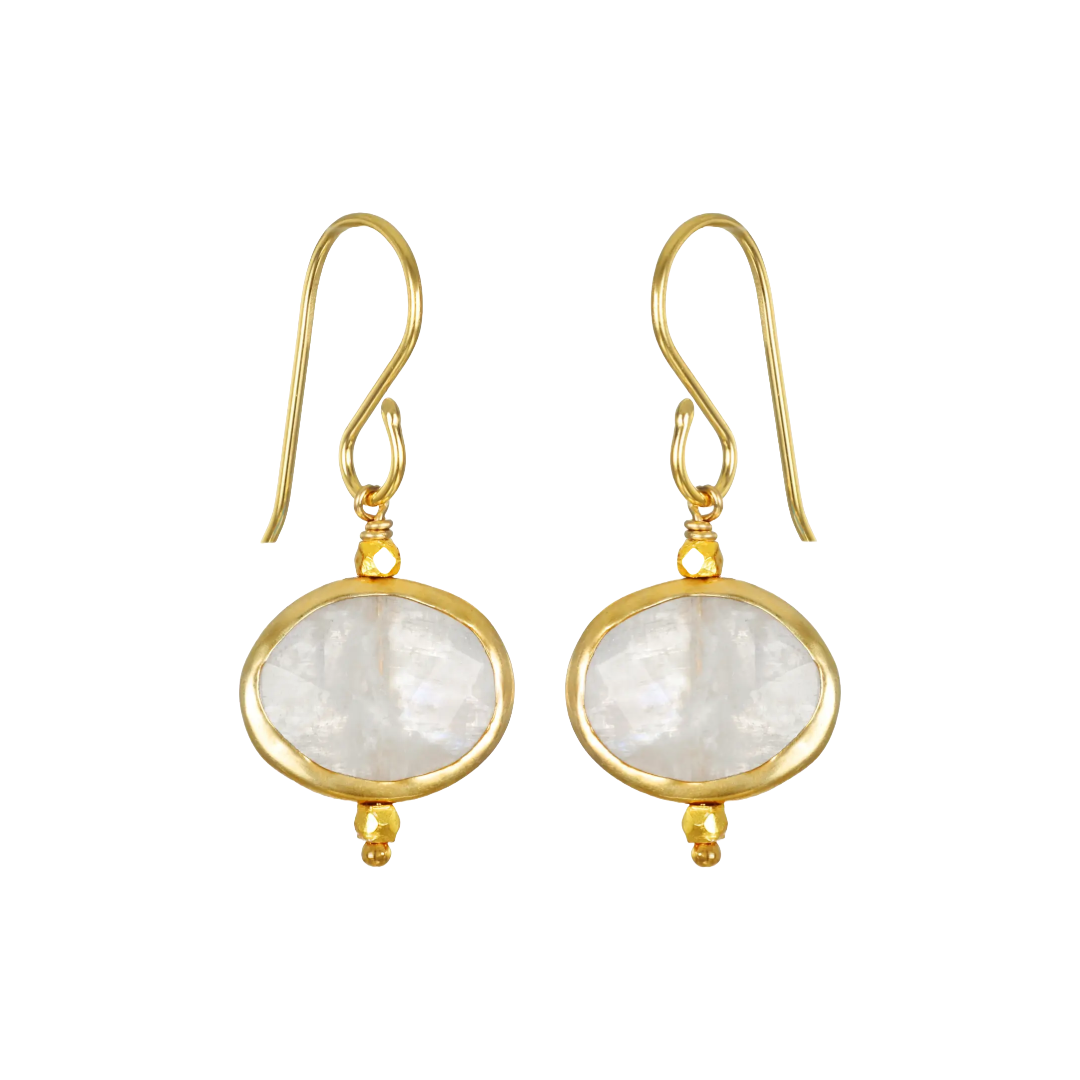 Rainbow Moonstone Bezeled Drops