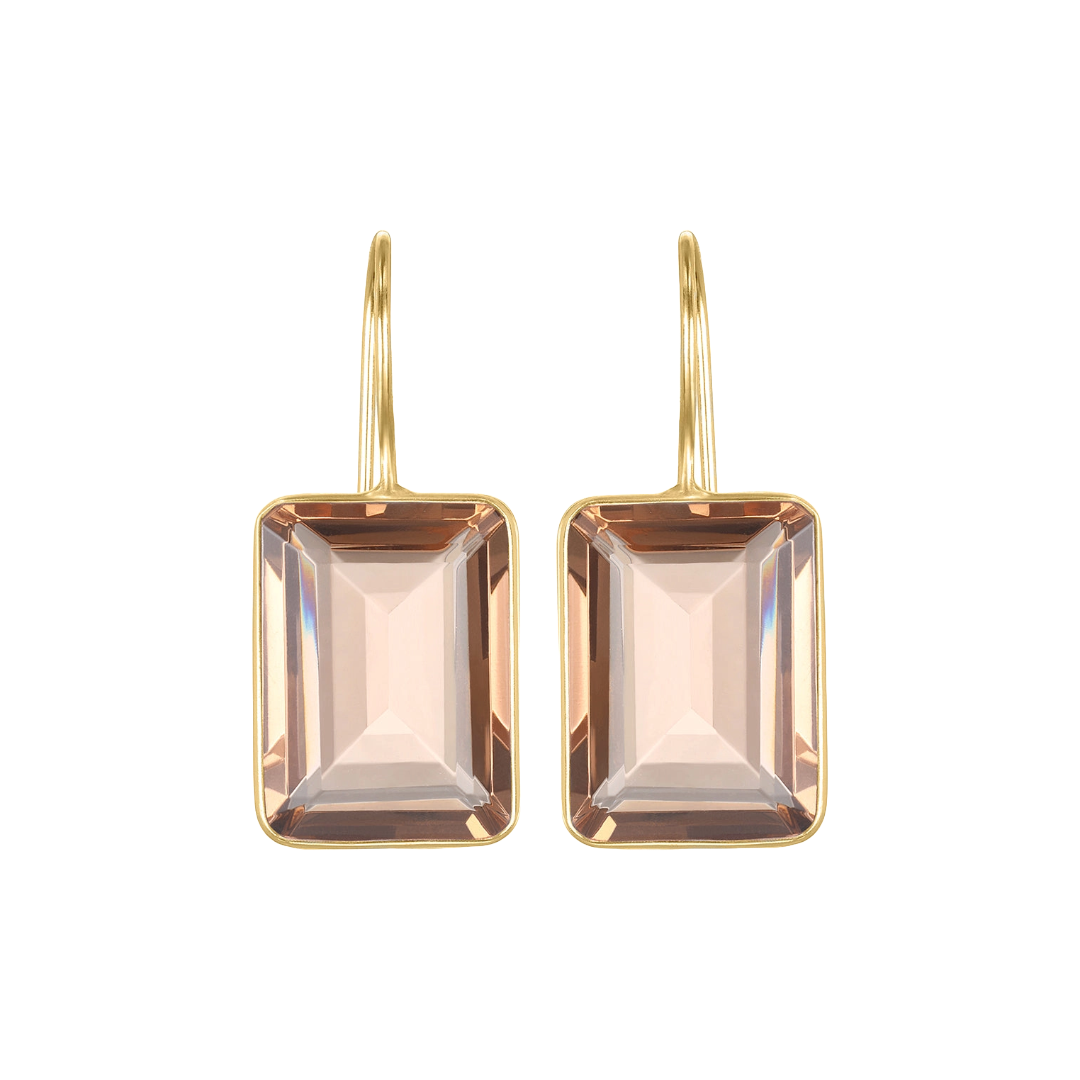 Champagne Valencia Emerald Cut Dangles by Amelia Rose Jewelry