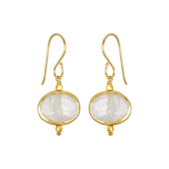 Rainbow Moonstone Bezeled Drops