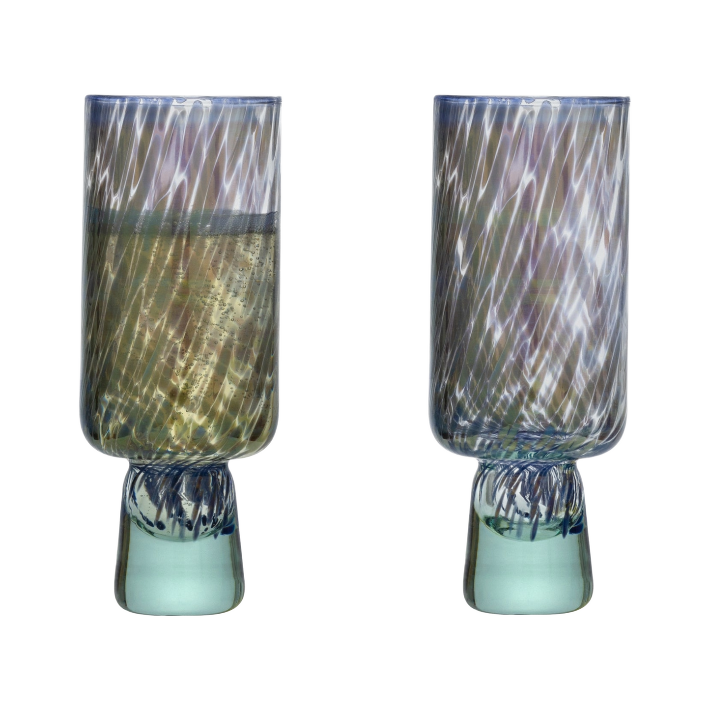Ocean Blues Sea Glass Flute Glass Set