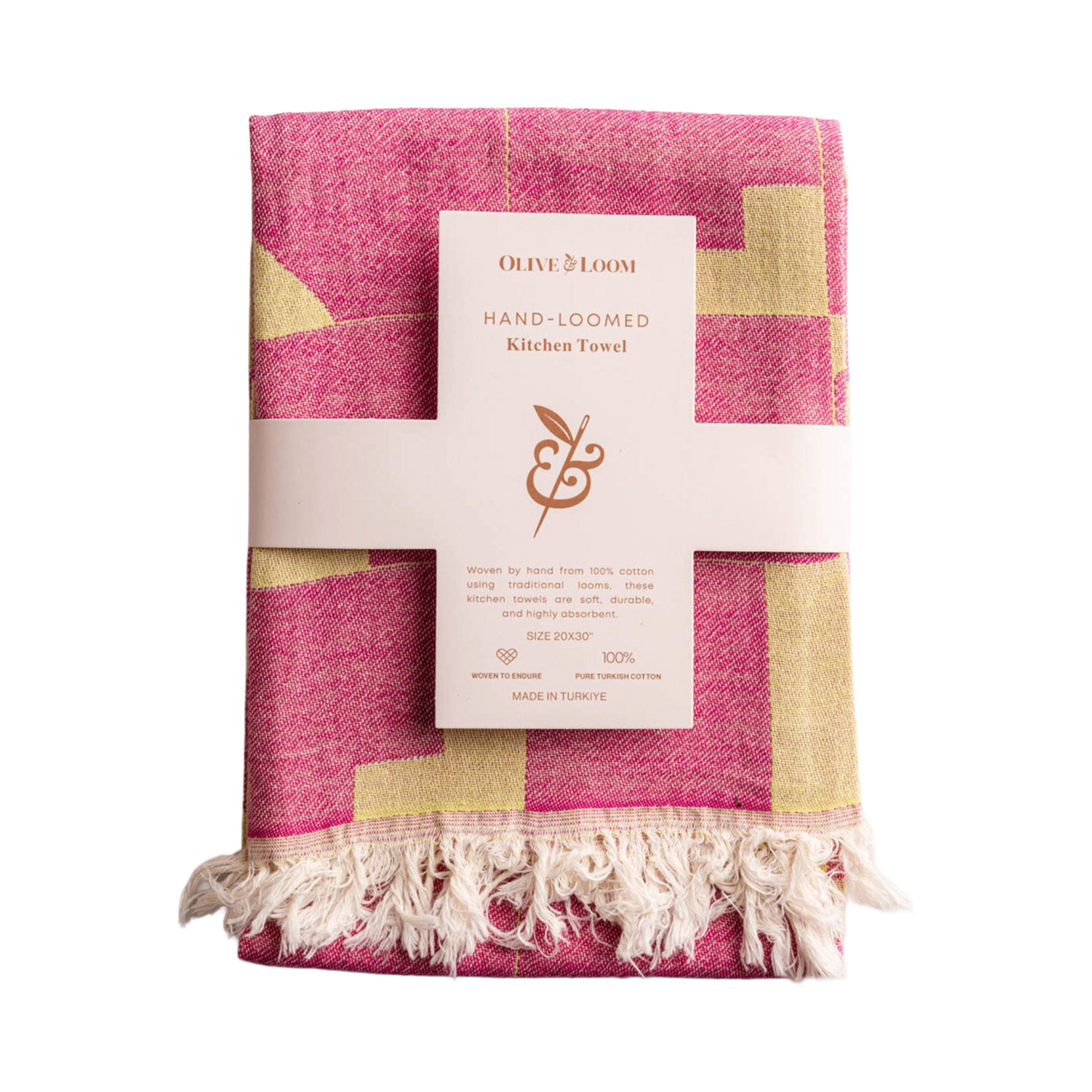 Fuschia & Pistachio Blocks Geometric Tea Towel