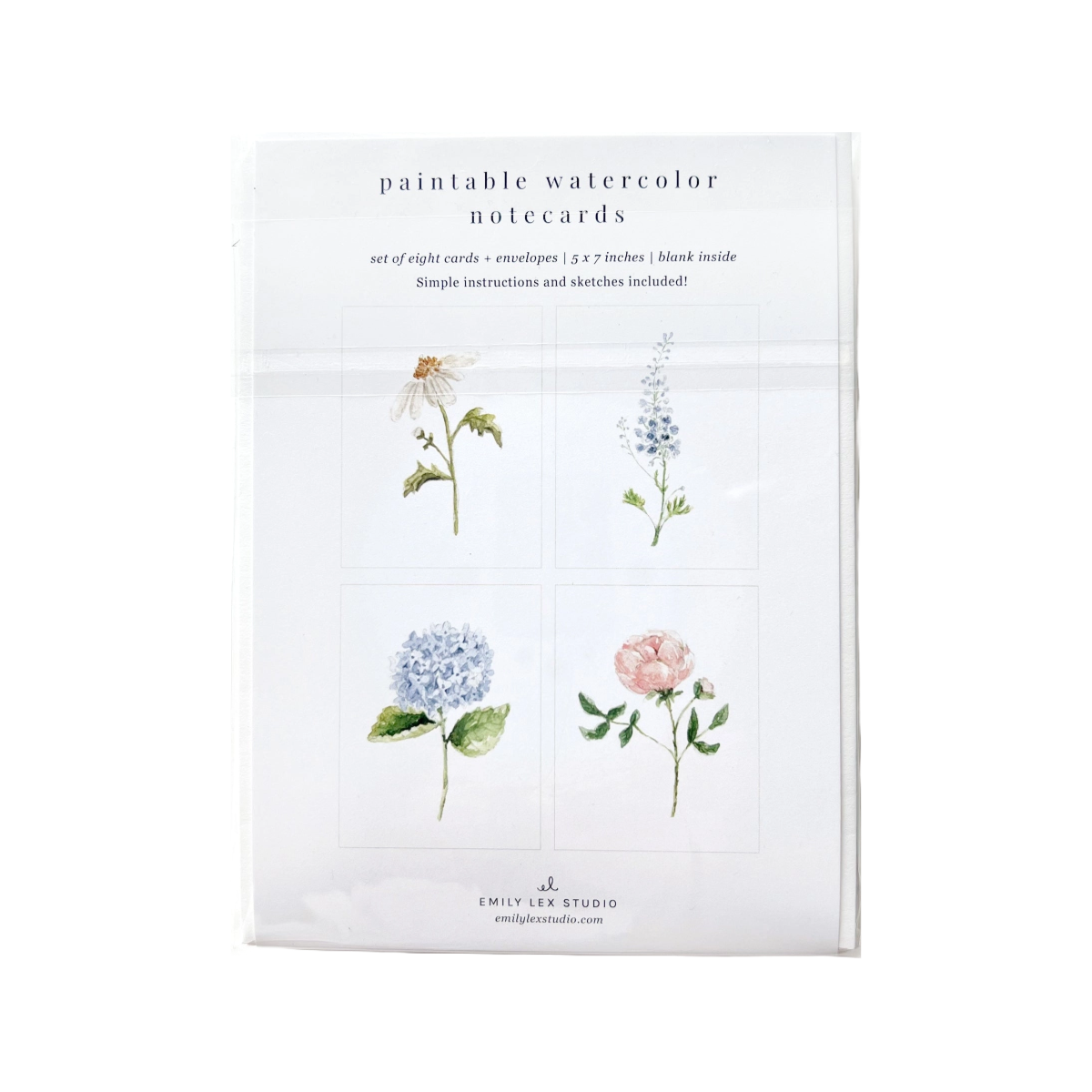 Garden Flower Paintable Notecards by Emily Lex Studio