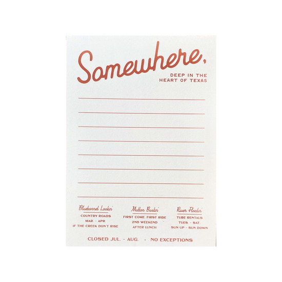Somewhere, TX Notepad