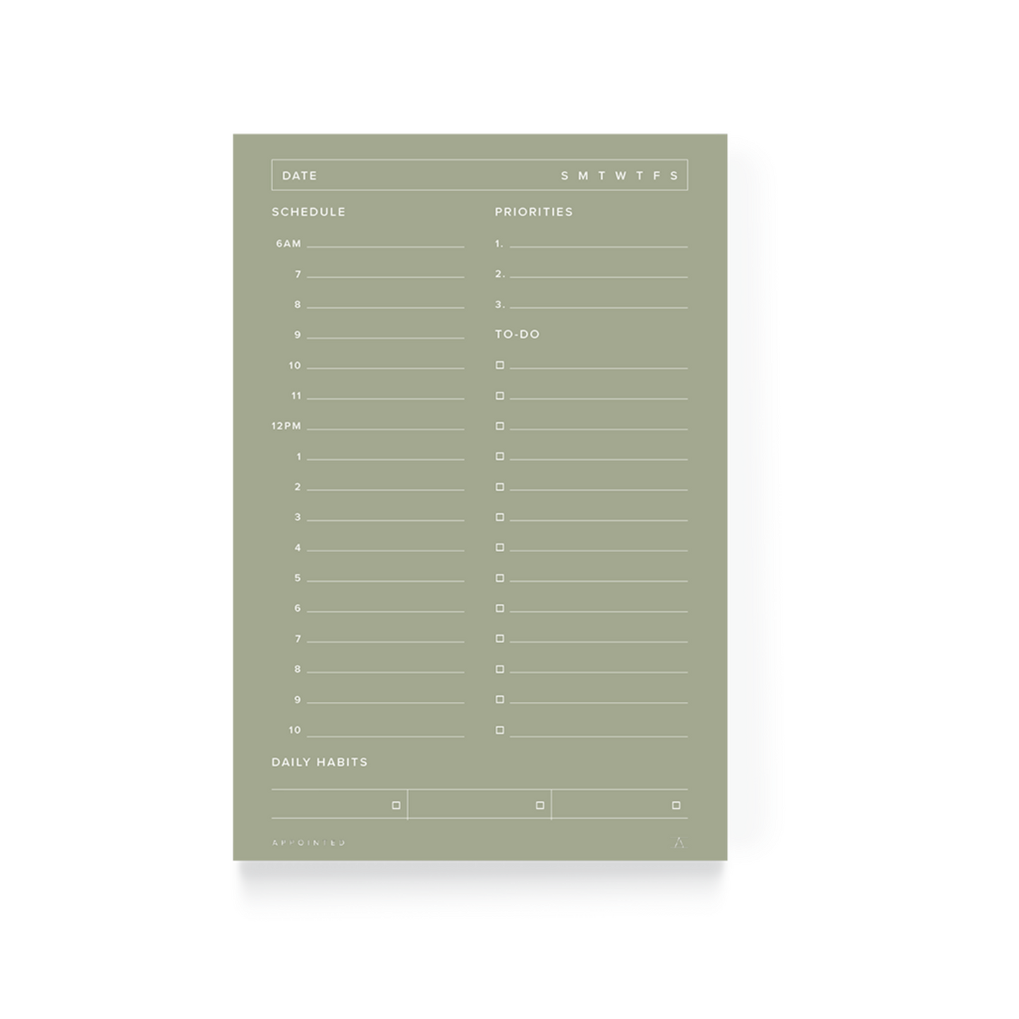 Appointed Sage Daily Task Pad