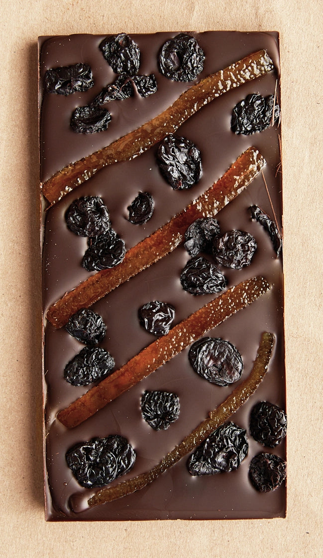Orange Confit & Cherries Dark Chocolate Bar
