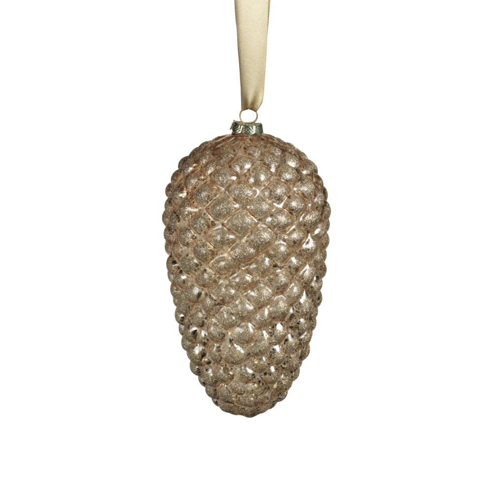 Load image into Gallery viewer, Large Gold Pine Cone Ornament
