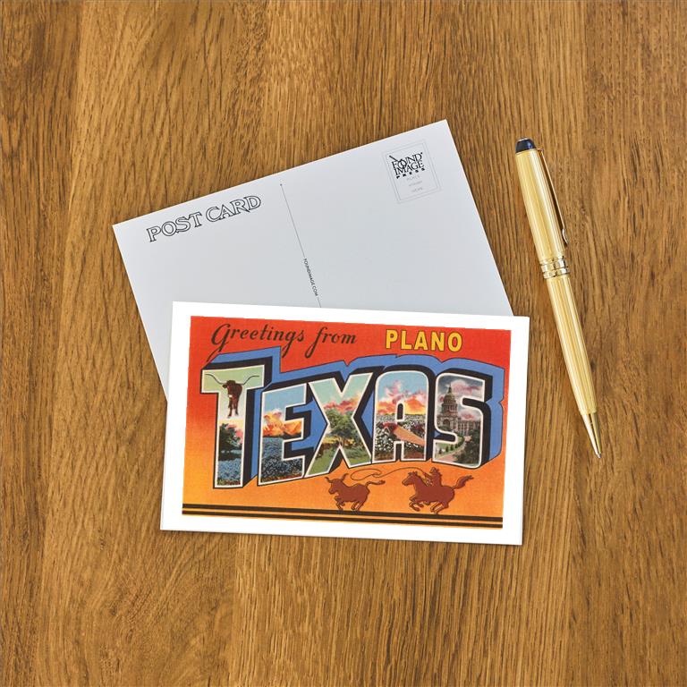 Greetings From Plano Postcard by Found Image Press
