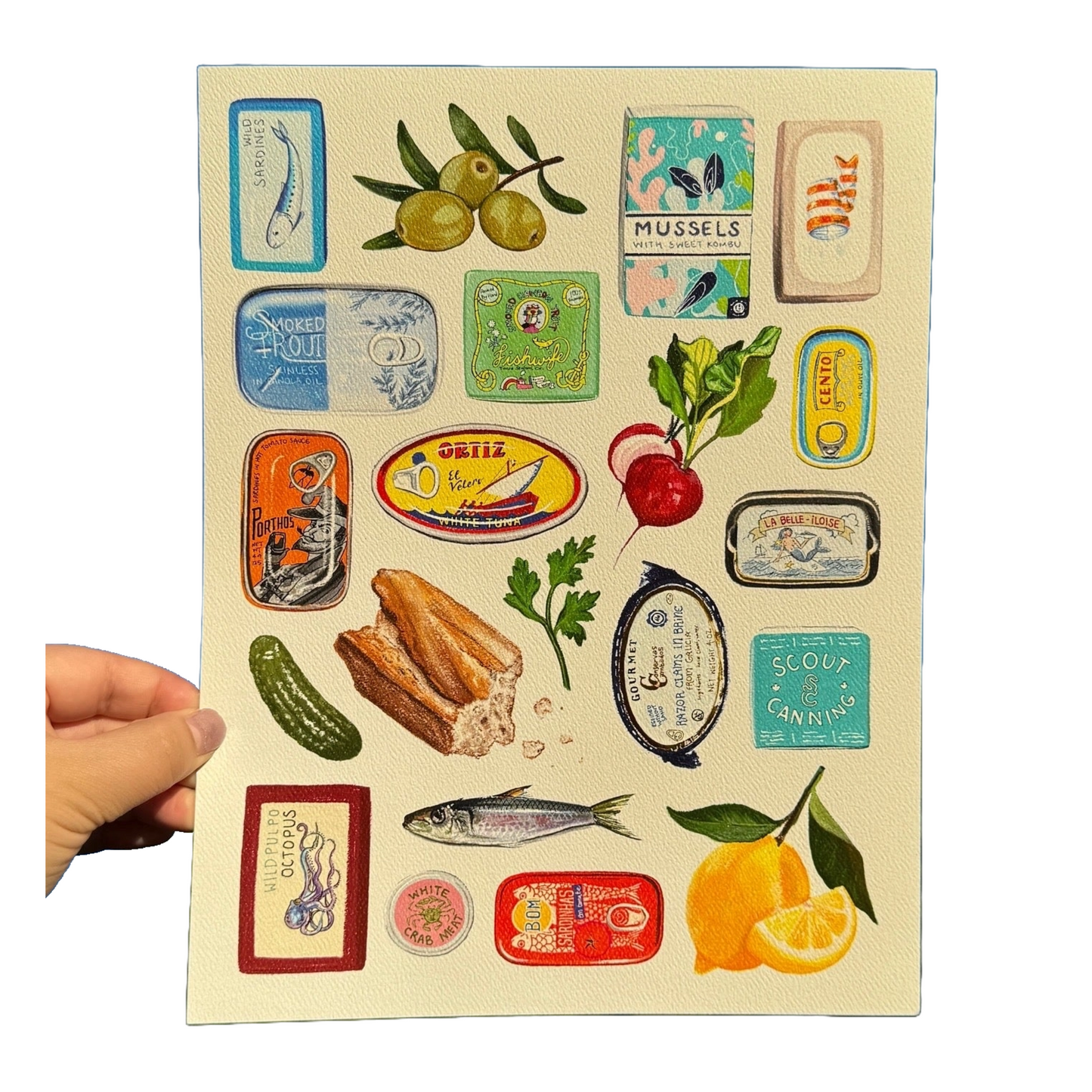Tinned Fish Art Print by Jasmine Rosie Art