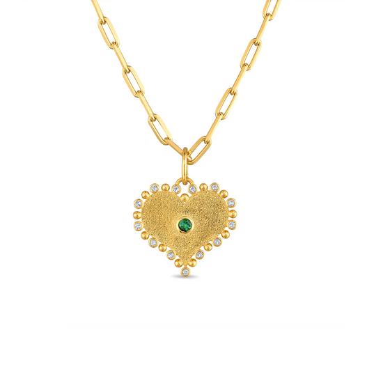 Green Tourmaline Statement Heart Necklace by Amelia Rose Jewelry