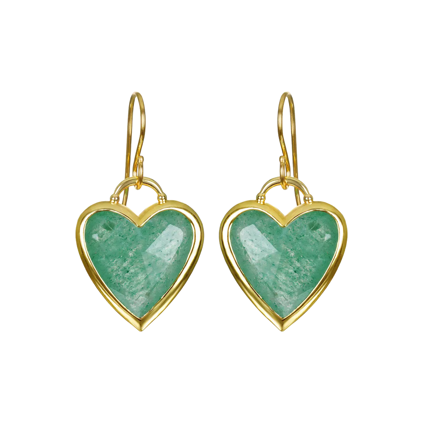 Aventurine Framed Heart Earrings by Amelia Rose Jewelry