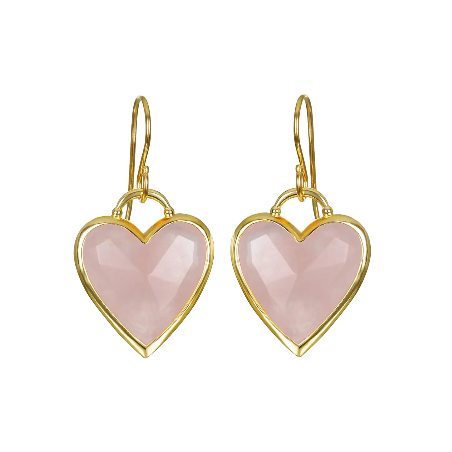 Rose Quartz Framed Heart Earrings by Amelia Rose Jewelry