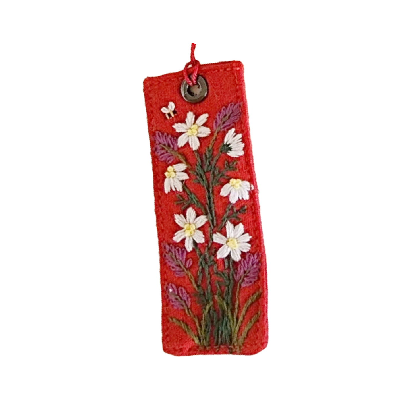 Red Embroidered Linen Bookmark by Quince Fables