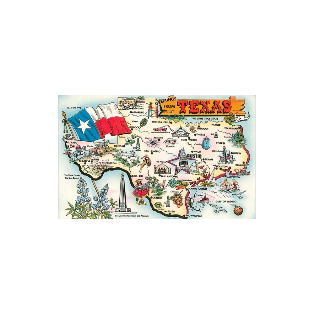 Greetings From Texas Map Magnet