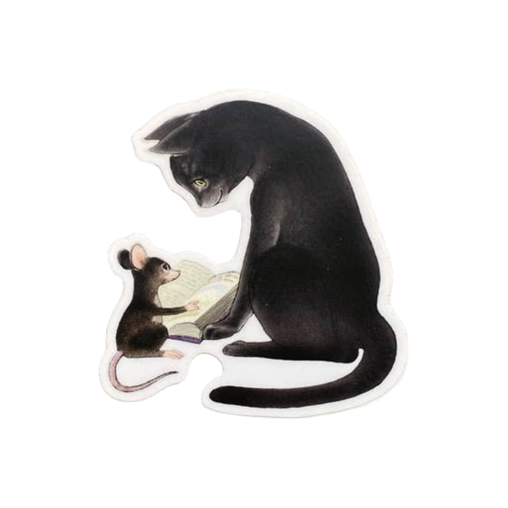 Book Club Cat and Mouse Vinyl Sticker