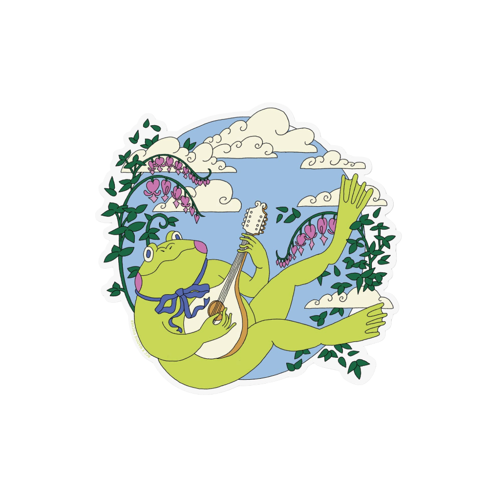 Strumming Frog Vinyl Sticker