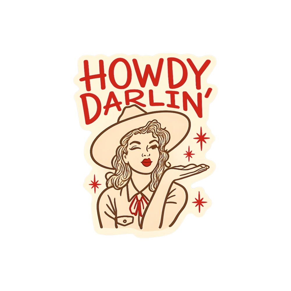 Howdy Darlin' Cowgirl Vinyl Sticker