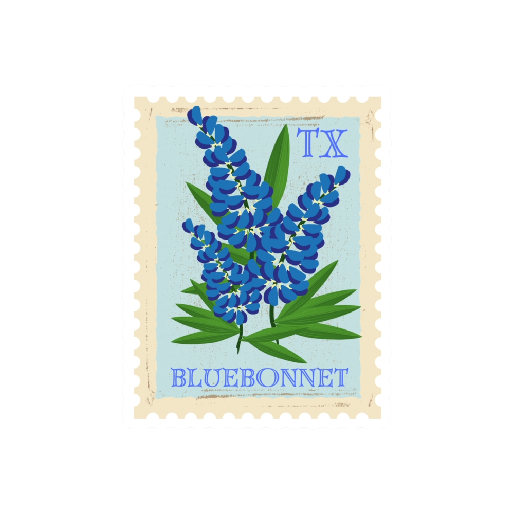 Texas Bluebonnet Stamp Vinyl Sticker