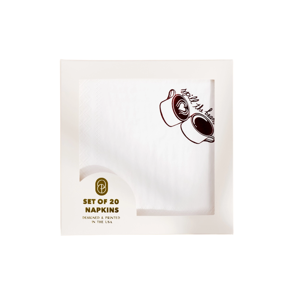 Spill The Beans Scalloped Edge Cocktail Napkins