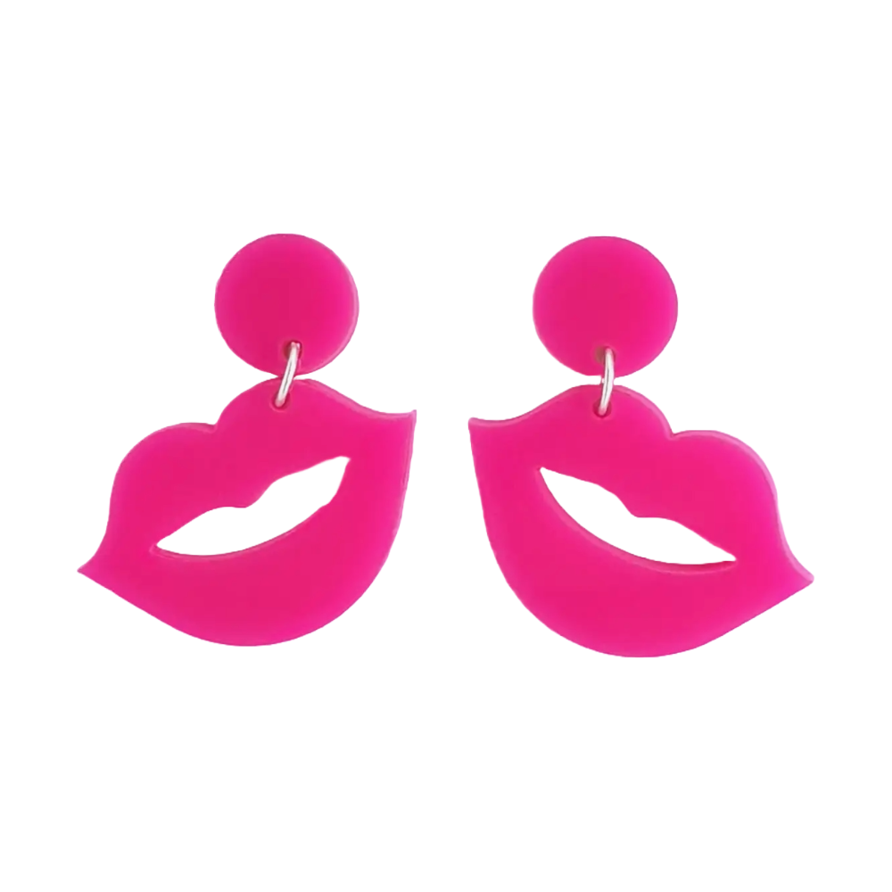 Hot Pink Lips Earrings by Bad Artist 