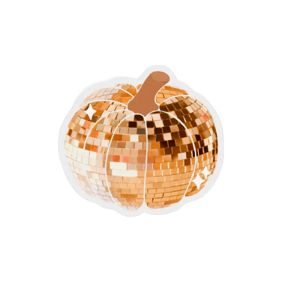 Load image into Gallery viewer, Disco Ball Pumpkin Vinyl Sticker by Elyse Breanne Designs
