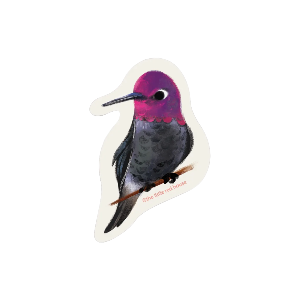 Load image into Gallery viewer, Purple Hummingbird Sticker by The Little Red House
