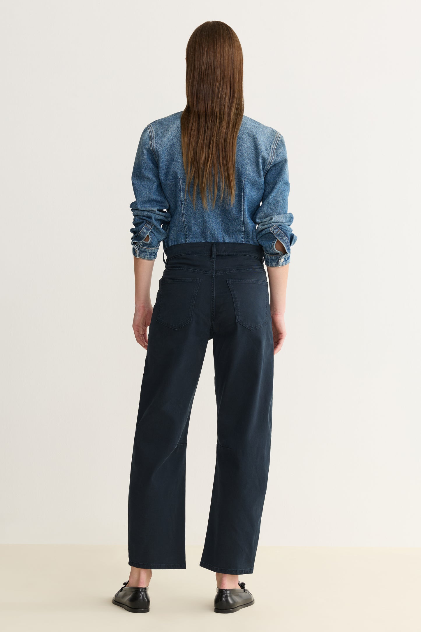 BNA Twill Soft Curve Barrel Pants, Carbon Blue by Warp + Weft