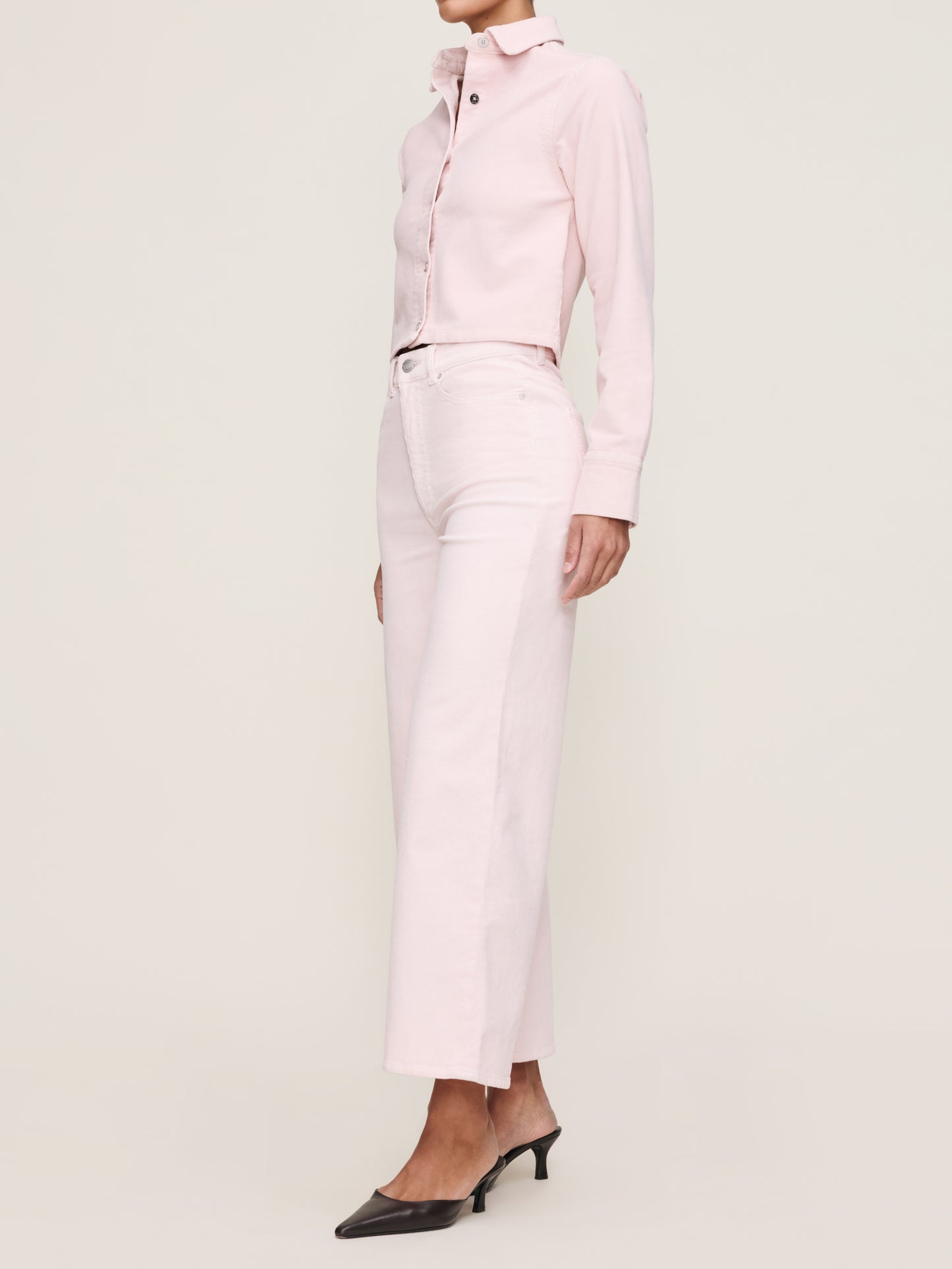 Hepburn Wide Leg High Rise Ankle, Powder Pink by DL1961