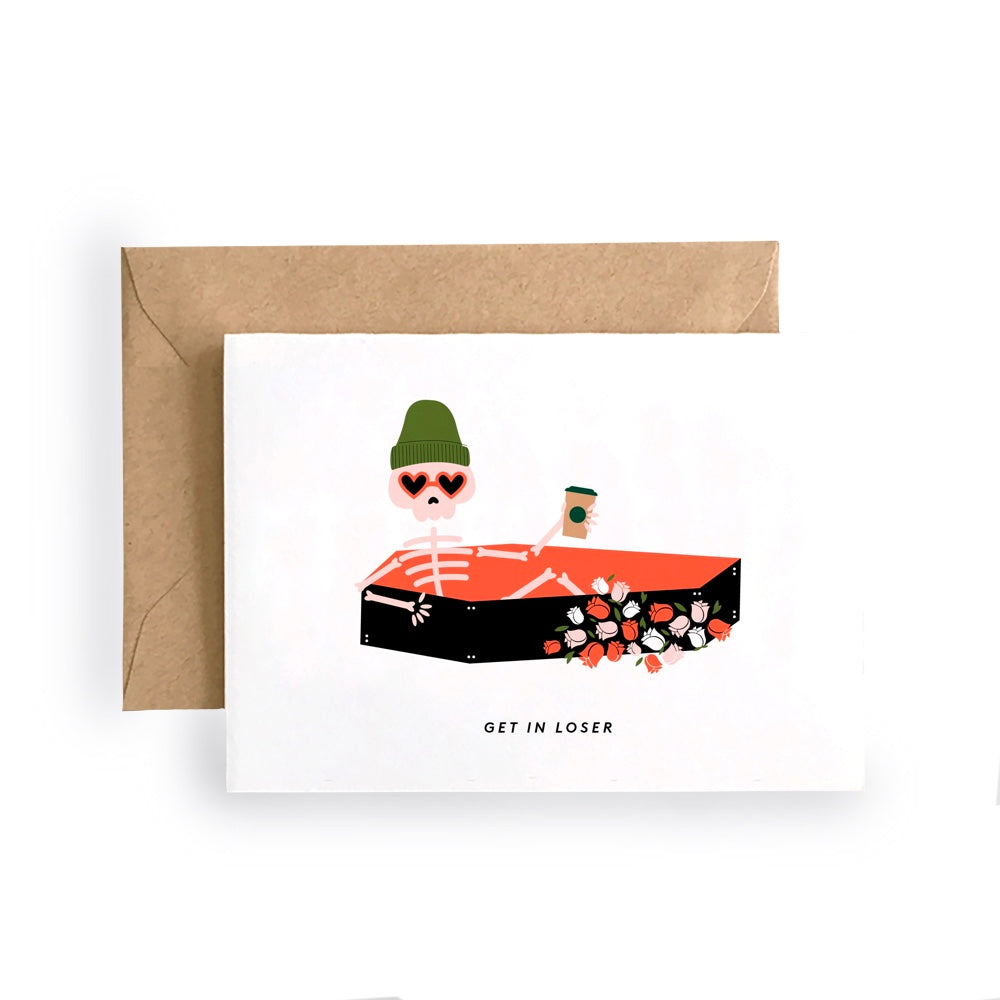 Get In Loser Coffin Card by Spaghetti & Meatballs