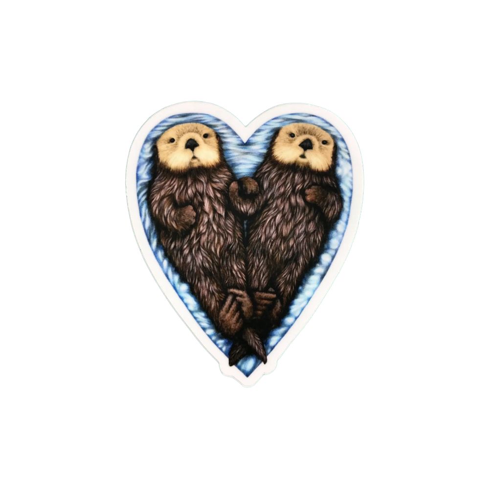 Otter Heart Sticker by Abundance Illustration 