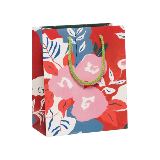 Load image into Gallery viewer, Medium Ruby Red Flower Gift Bag by Red Cap Cards
