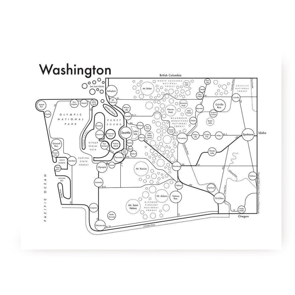 Washington State Letterpress Print by Archie's Press