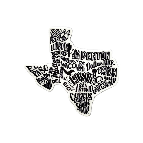 TX Cities Texas Vinyl Sticker by Shawna Smyth Studio